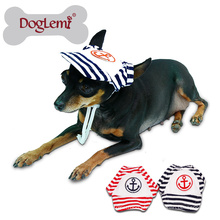 Sailor Moda Dog Pet Dog Cat Algodão Hat Sports Baseball Stripe Cap com Orelha Furos